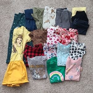 Large Bundle Of Toddler Girls Clothing- Shirts, Dresses, Pants, Shorts
